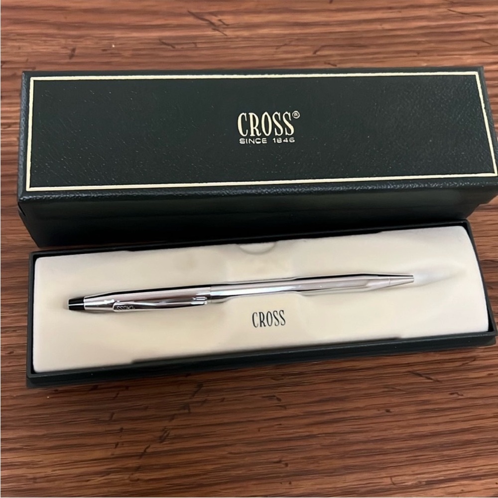 NIB Cross Silver Vintage Refillable Black Ballpoint Pen